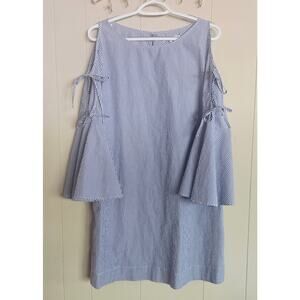 Avec Les Filles Ladies Blue & White Stripe Dress Size Large